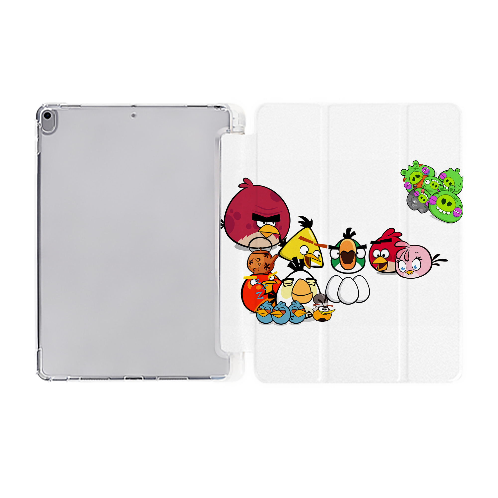 （画像用） Angry Birds アングリーバード IPad ケース ペン収納付き 三つ折りスタンド PUレザー×シリコン 対応機種9.5/10.5/10.9インチ